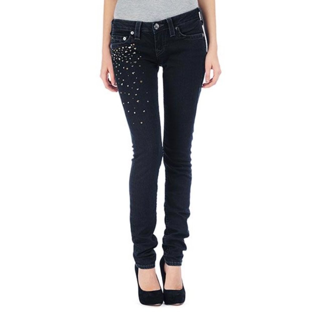 True Religion Stella Studded Long Skinny Jeans 30